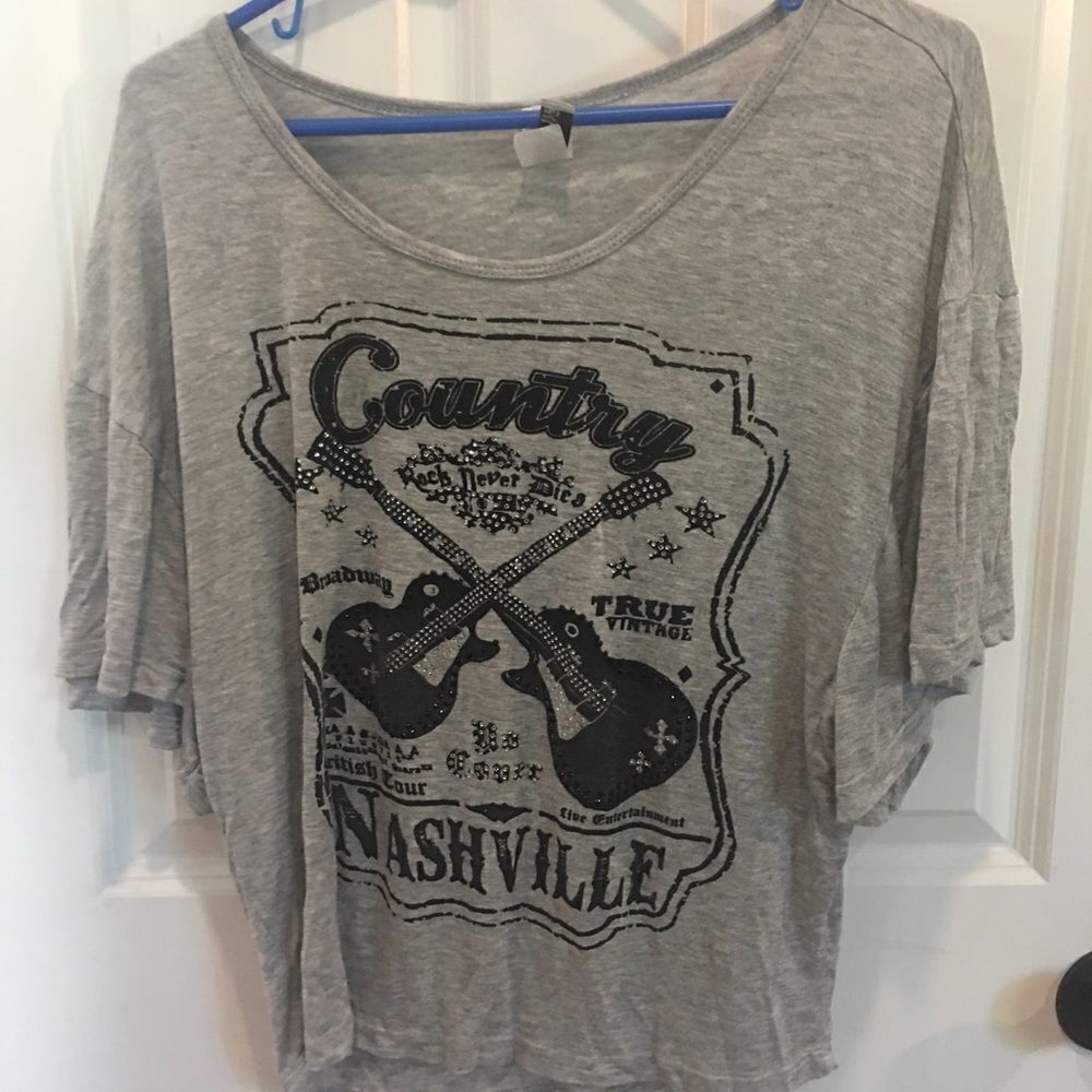 Country Nashville loose fit medium short sleeve shirt gray